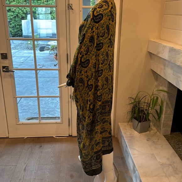 Steve Madden Olive Paisley Open Kaftan Kimono OS - Picture 6 of 11
